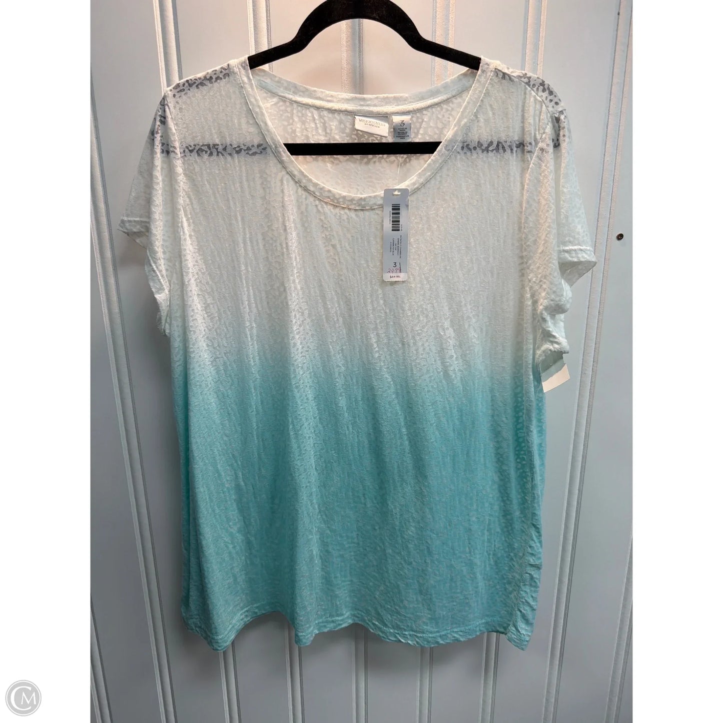 Top Short Sleeve Basic By Chicos In Ombre Print, Size: Xl