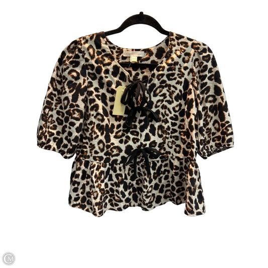 Top Short Sleeve By Monteau In Leopard Print, Size: L