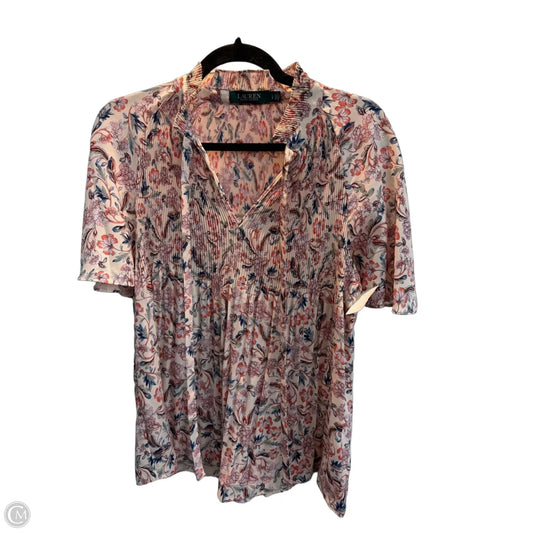 Blouse Short Sleeve By Lauren By Ralph Lauren In Floral Print, Size: L