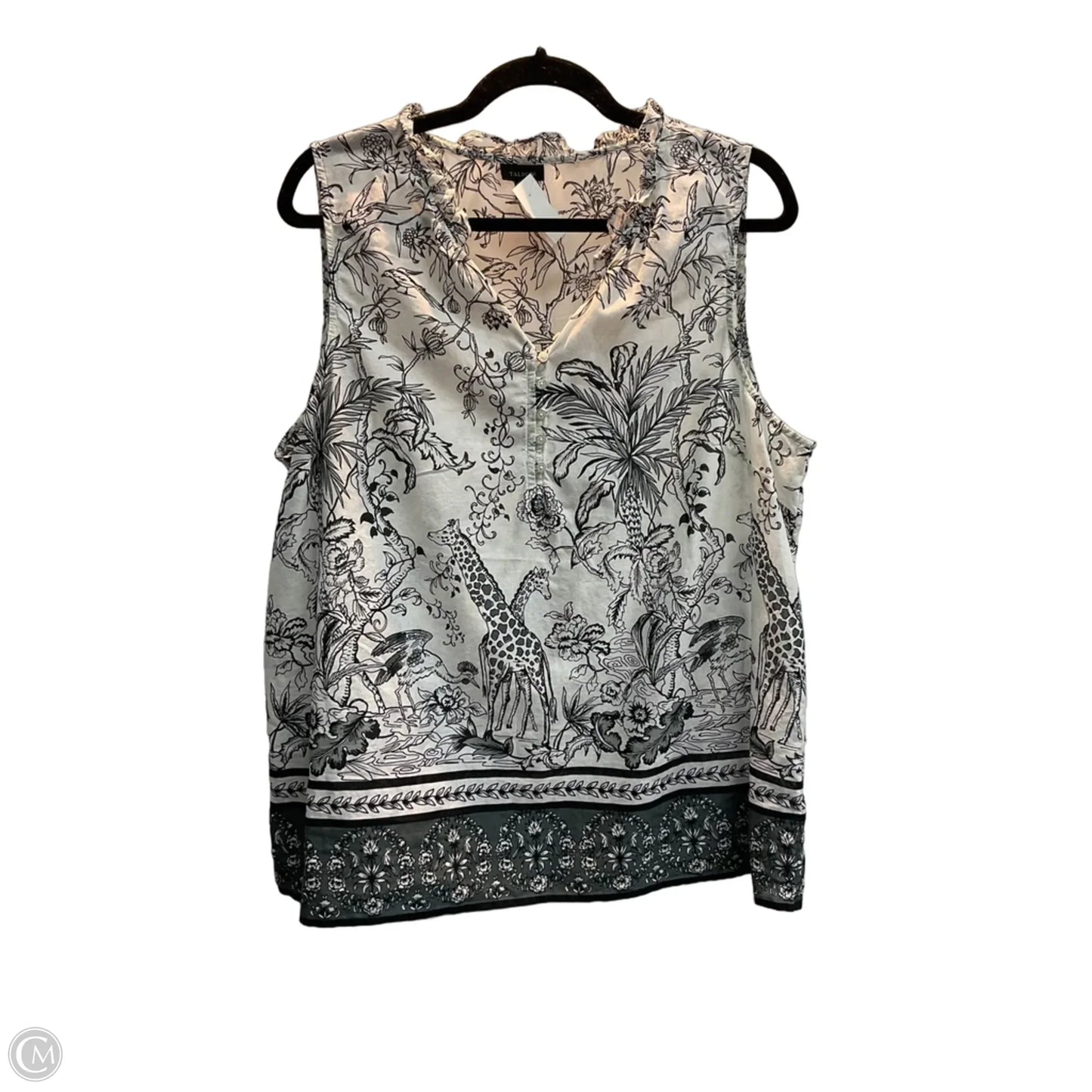 Top Sleeveless By Talbots In Black & White, Size: Xl