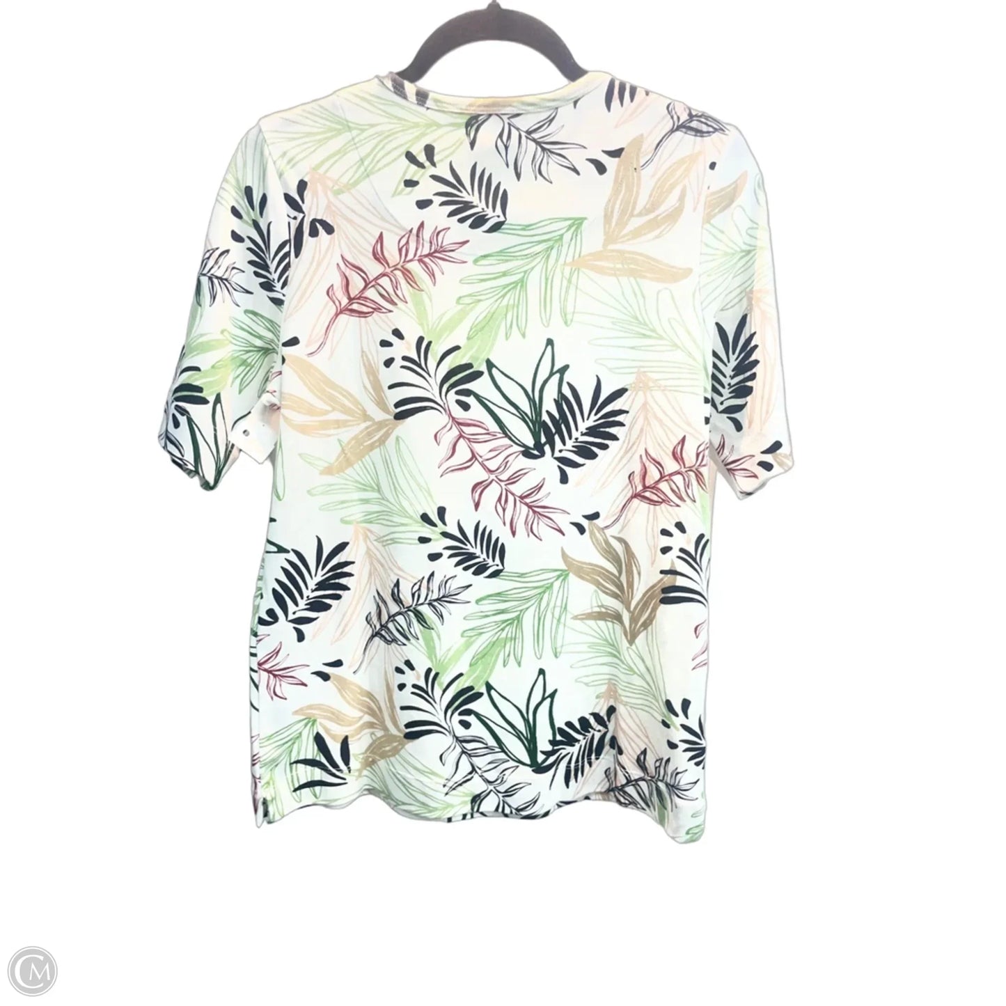 Top Short Sleeve Basic By Chicos In Tropical Print, Size: M