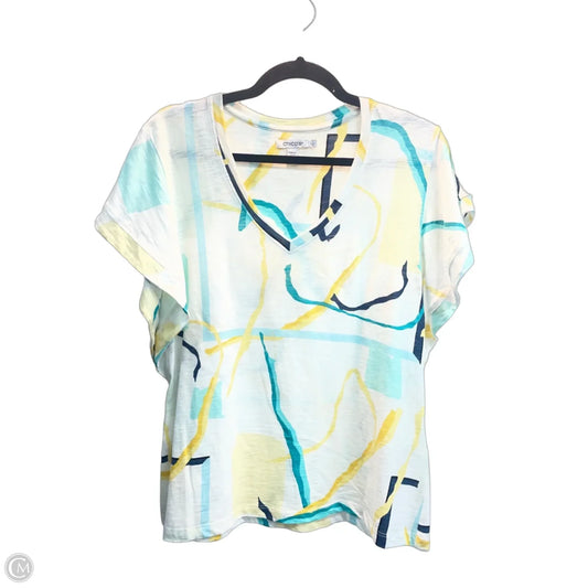 Top Short Sleeve By Chicos In Blue & White, Size: M