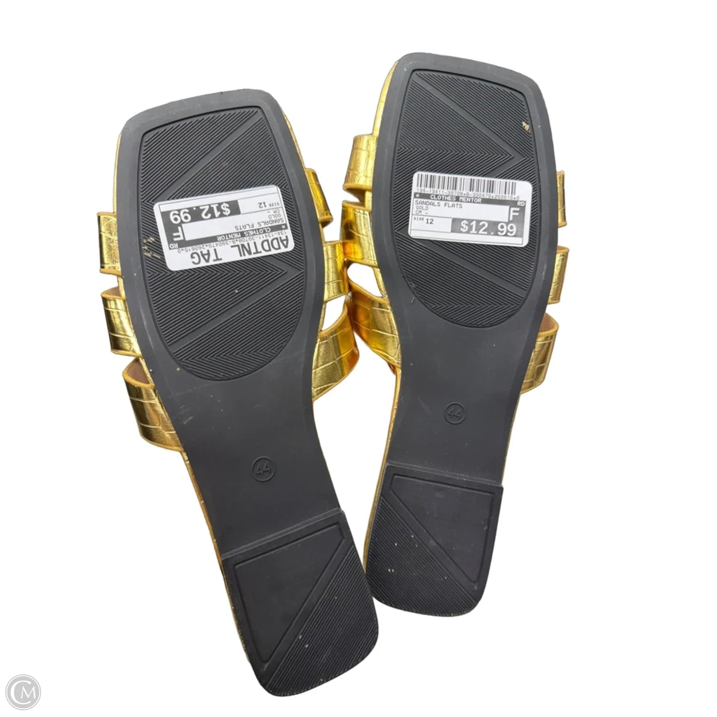 Sandals Flats By Clothes Mentor In Gold, Size: 12