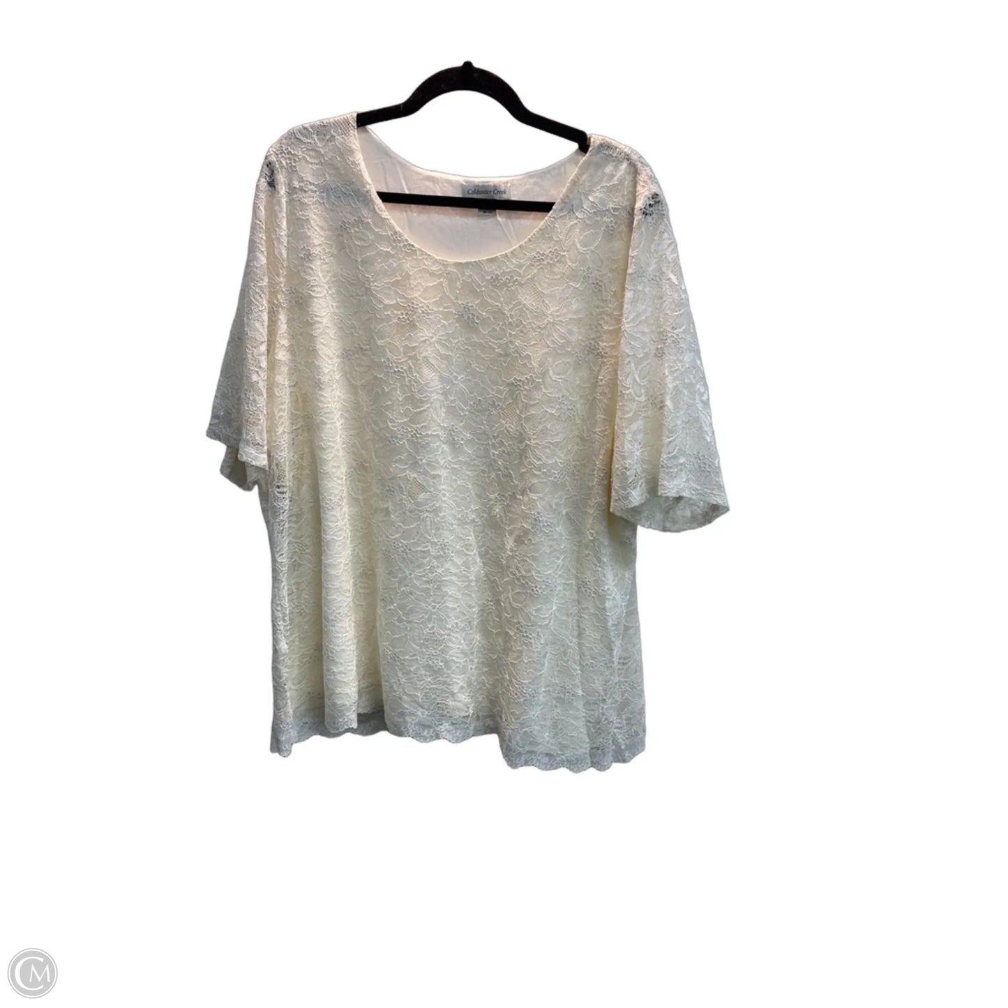 Top Short Sleeve By Coldwater Creek In Cream, Size: 2x