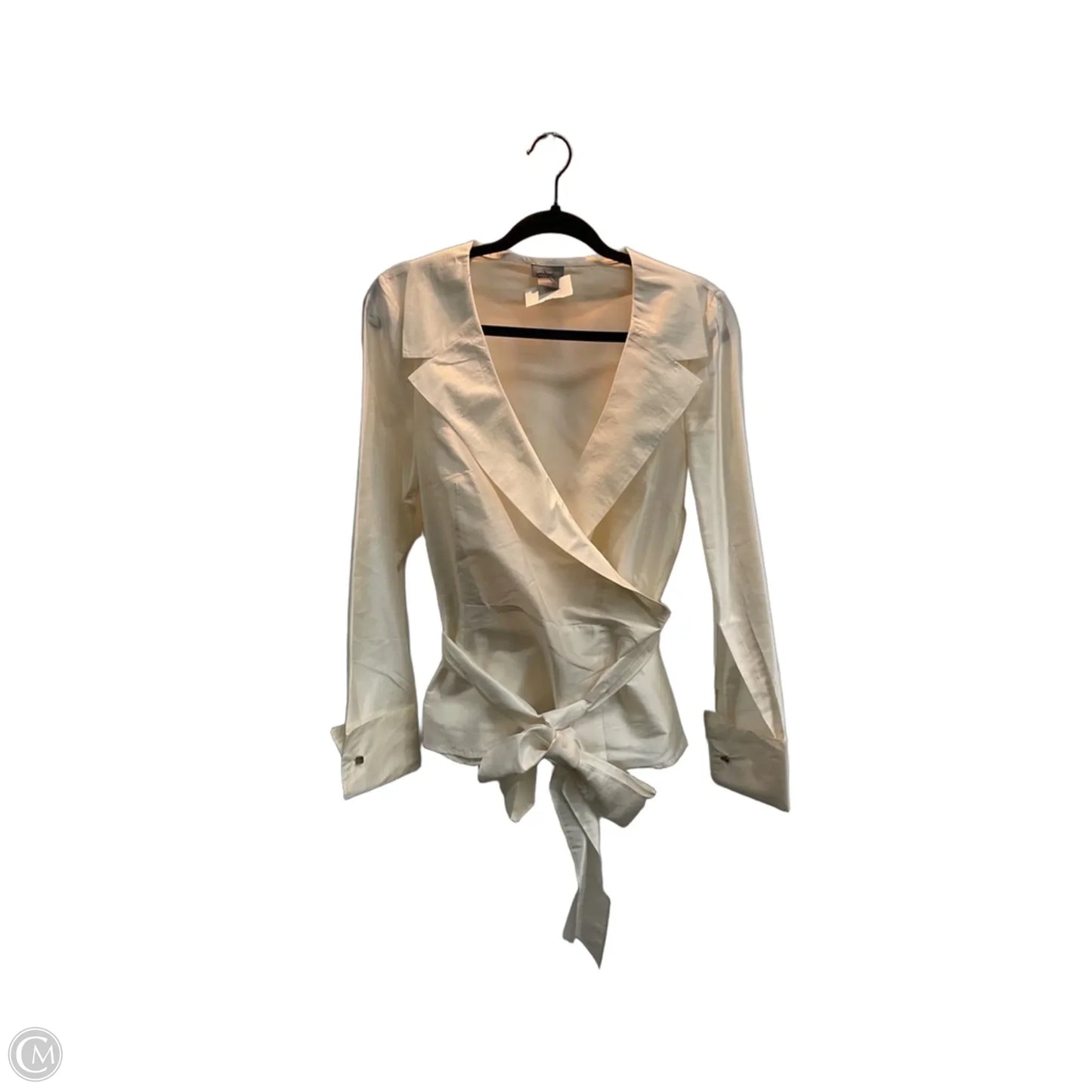 Blouse Long Sleeve By Ann Taylor In Cream, Size: M