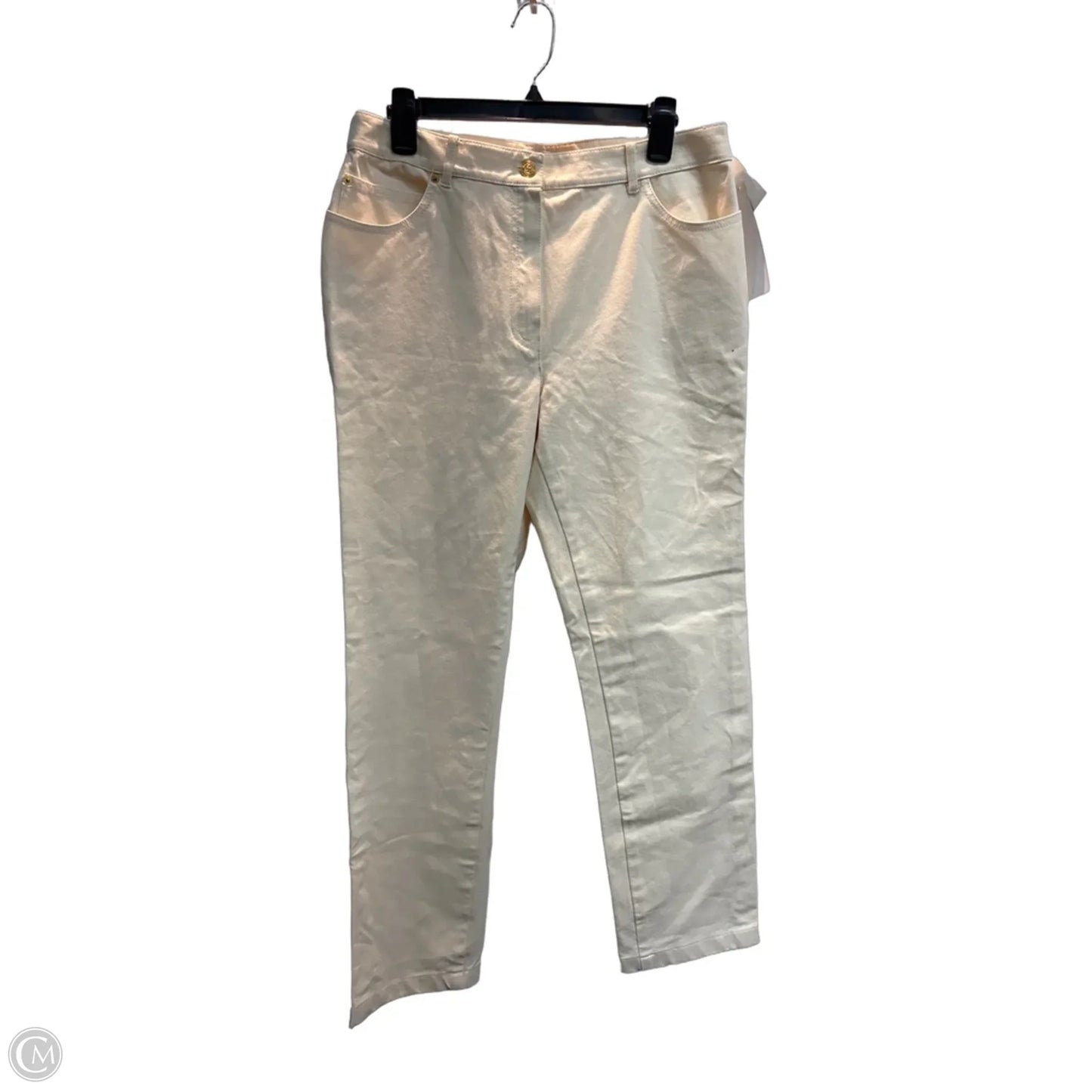 Jeans Straight By St John Knits In Cream, Size: 14