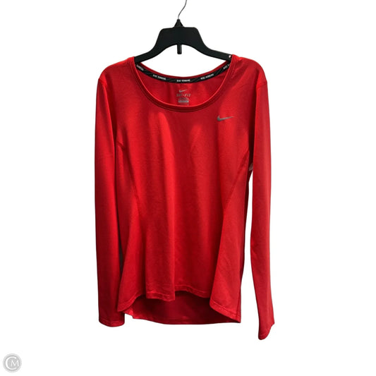 Athletic Top Long Sleeve Collar By Nike In Red, Size: M