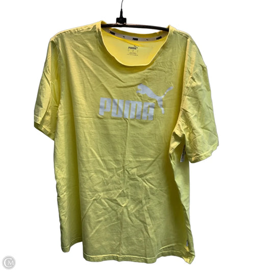 Athletic Top Short Sleeve By Puma In Yellow, Size: L