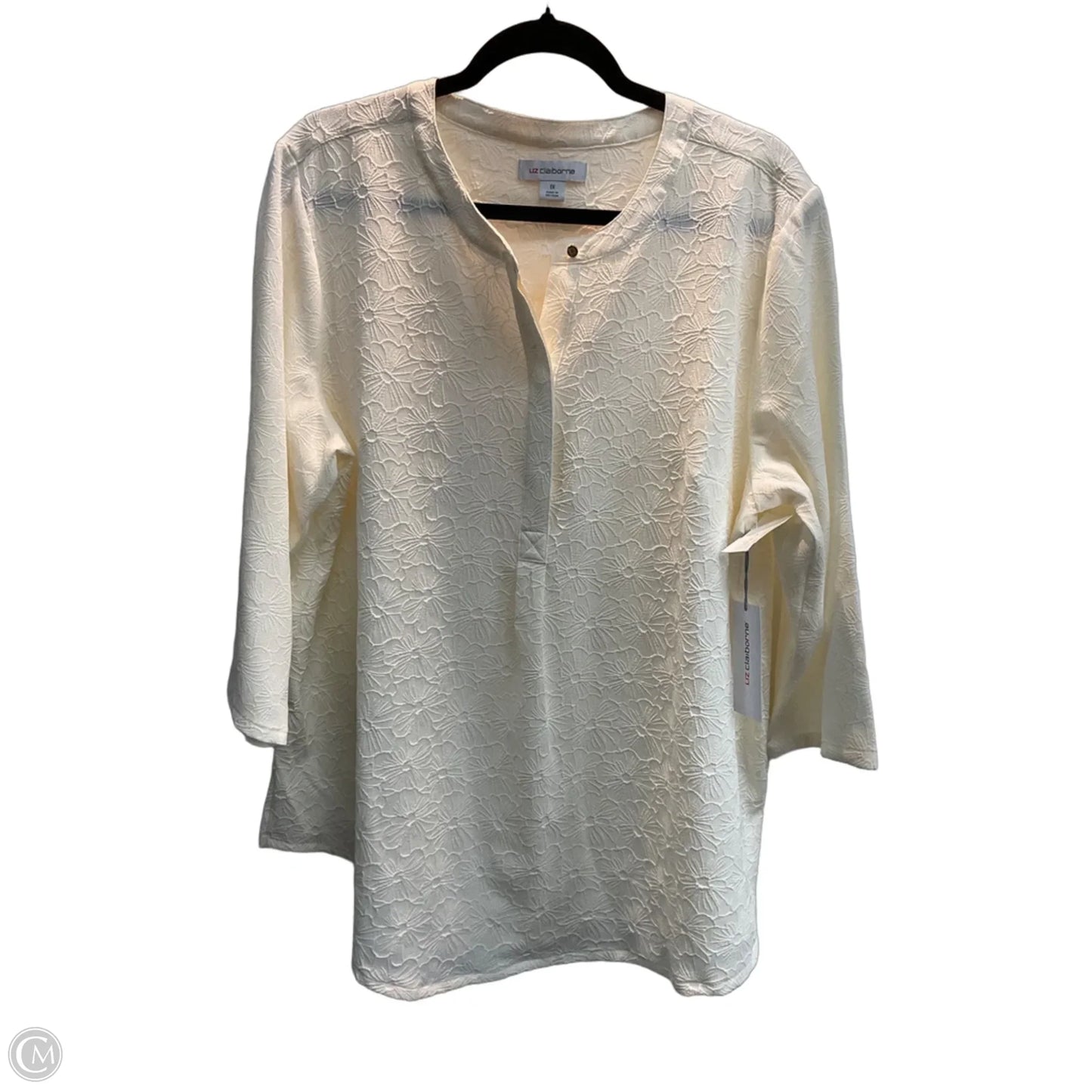 Top Short Sleeve By Liz Claiborne In Cream, Size: 1x
