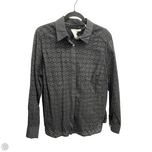 Blouse Long Sleeve By Foxcroft In Black, Size: Xl