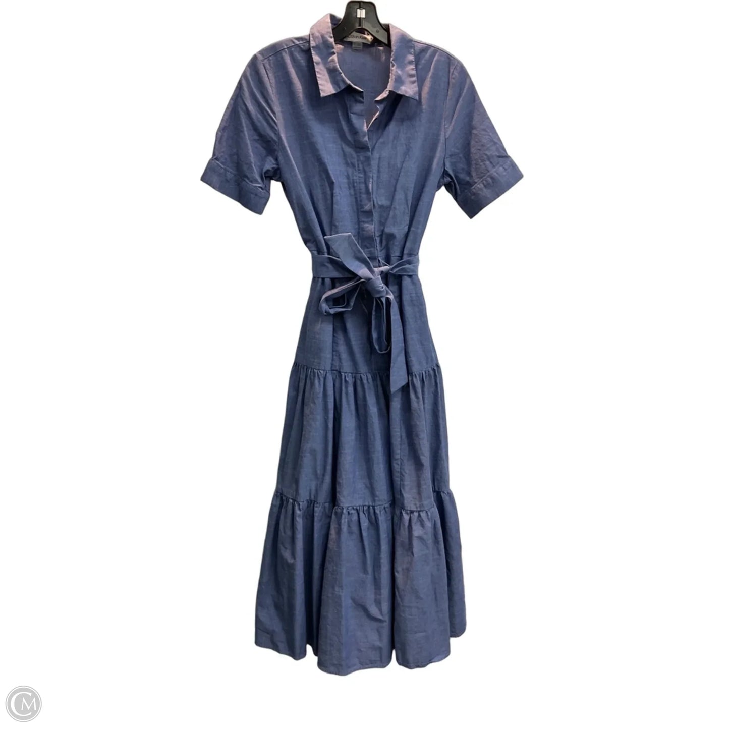 Dress Casual Midi By Calvin Klein In Blue Denim, Size: Mp