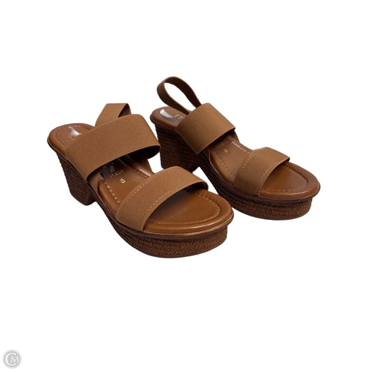 Sandals Heels Platform By Italian Shoemakers In Brown, Size: 8
