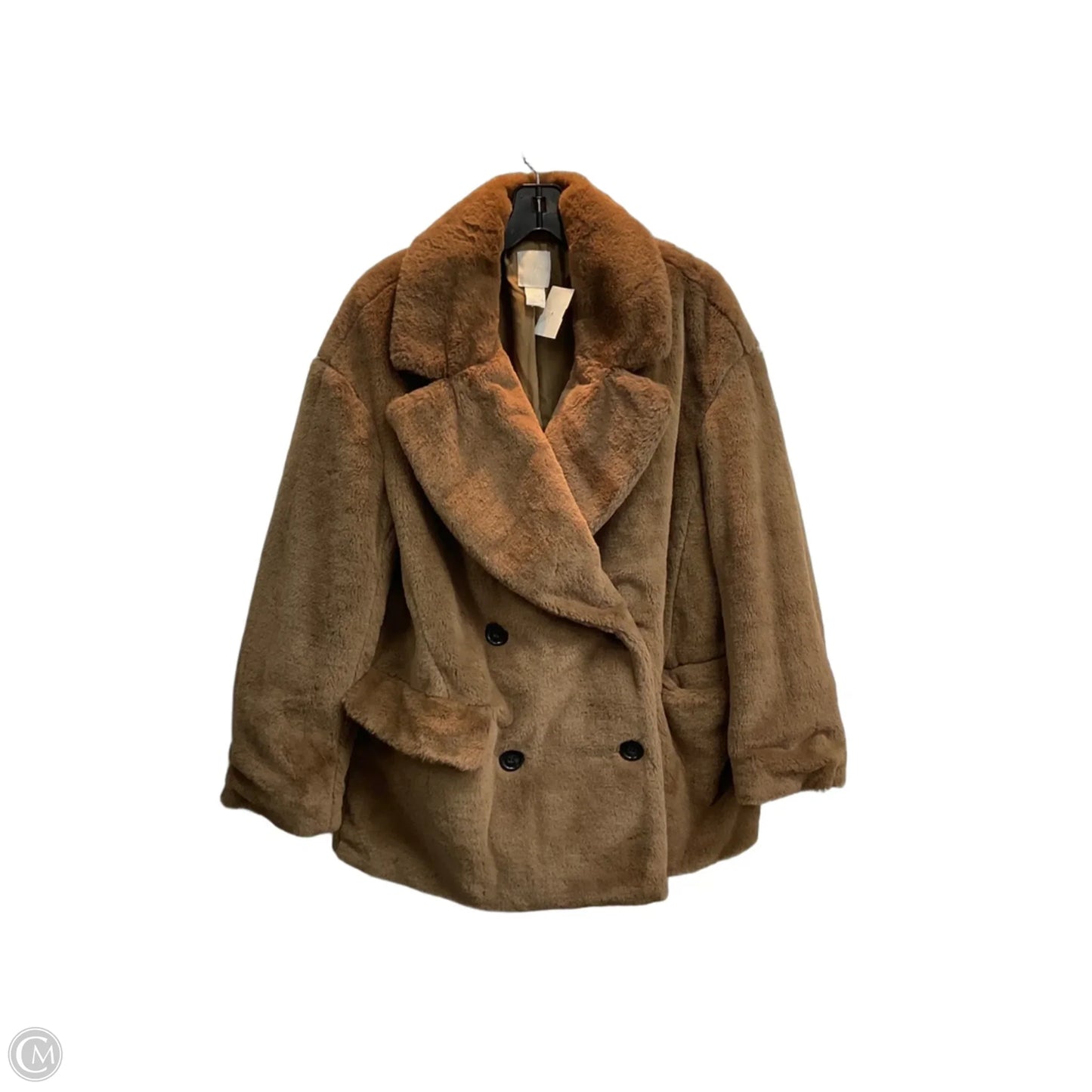 Jacket Faux Fur & Sherpa By H&m In Tan, Size: S