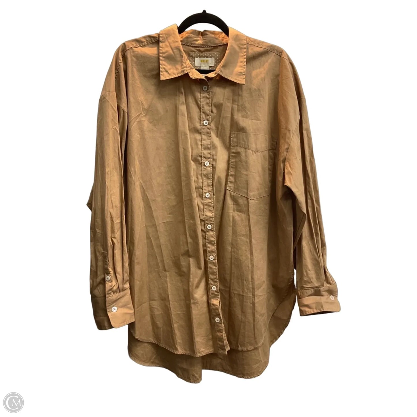 Blouse Long Sleeve By Maeve In Tan, Size: Xl