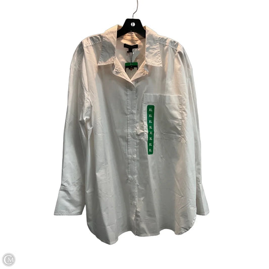Blouse Long Sleeve By Banana Republic In White, Size: Xl