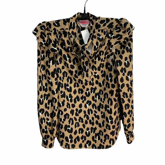 Top Long Sleeve Designer By Kate Spade In Leopard Print, Size: Xxs