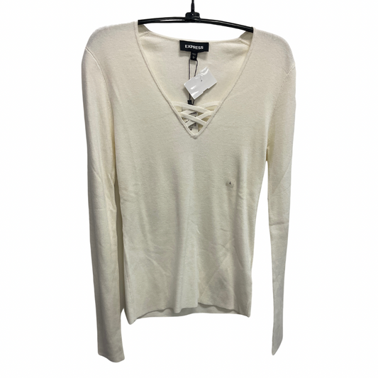 Sweater By Express In White, Size: L