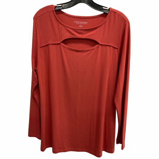 Top 3/4 Sleeve Basic By Soft Surroundings In Orange, Size: Xl