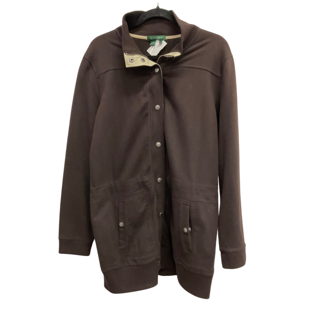 Jacket Shirt By Lauren By Ralph Lauren In Brown, Size: L