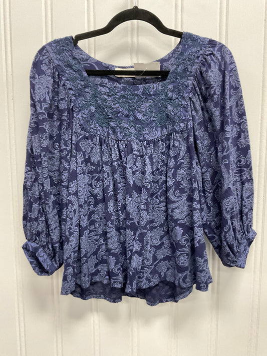 Top 3/4 Sleeve By Lucky Brand In Blue, Size: S