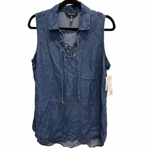 Top Sleeveless By Ellen Tracy In Blue Denim, Size: L