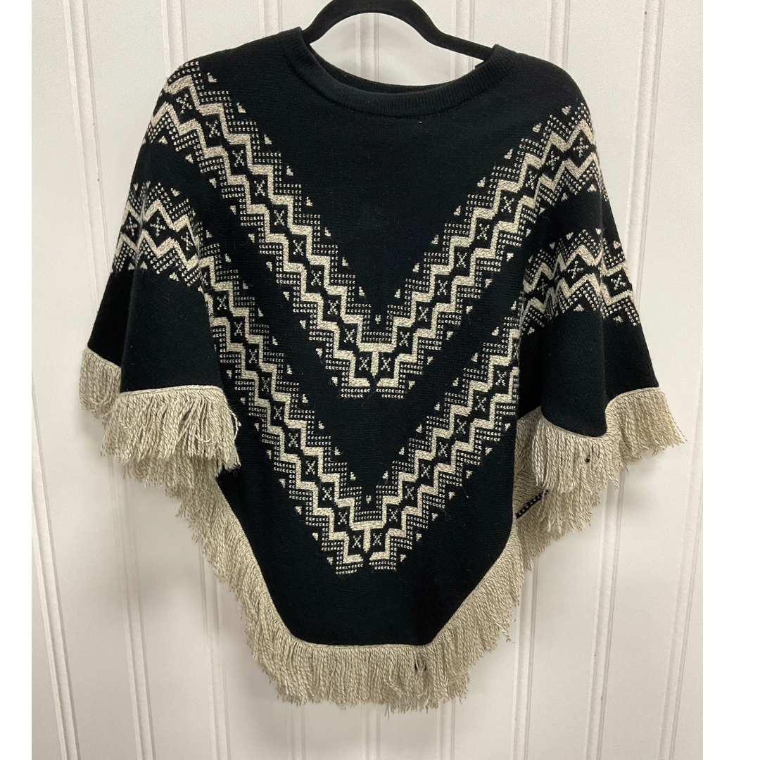 Poncho By Clothes Mentor In Black & Cream, Size: Osfm