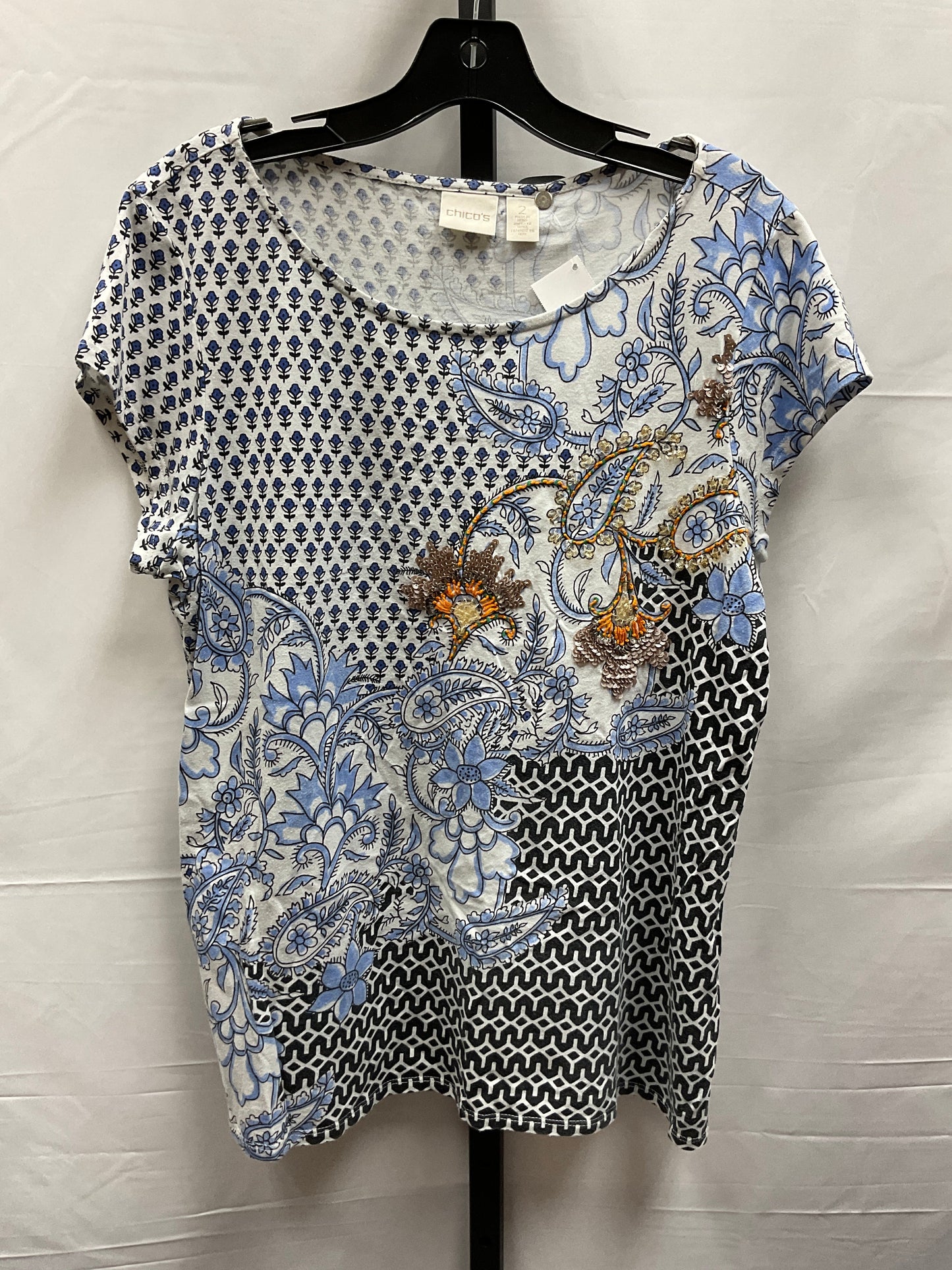 Multi-colored Top Short Sleeve Chicos, Size L