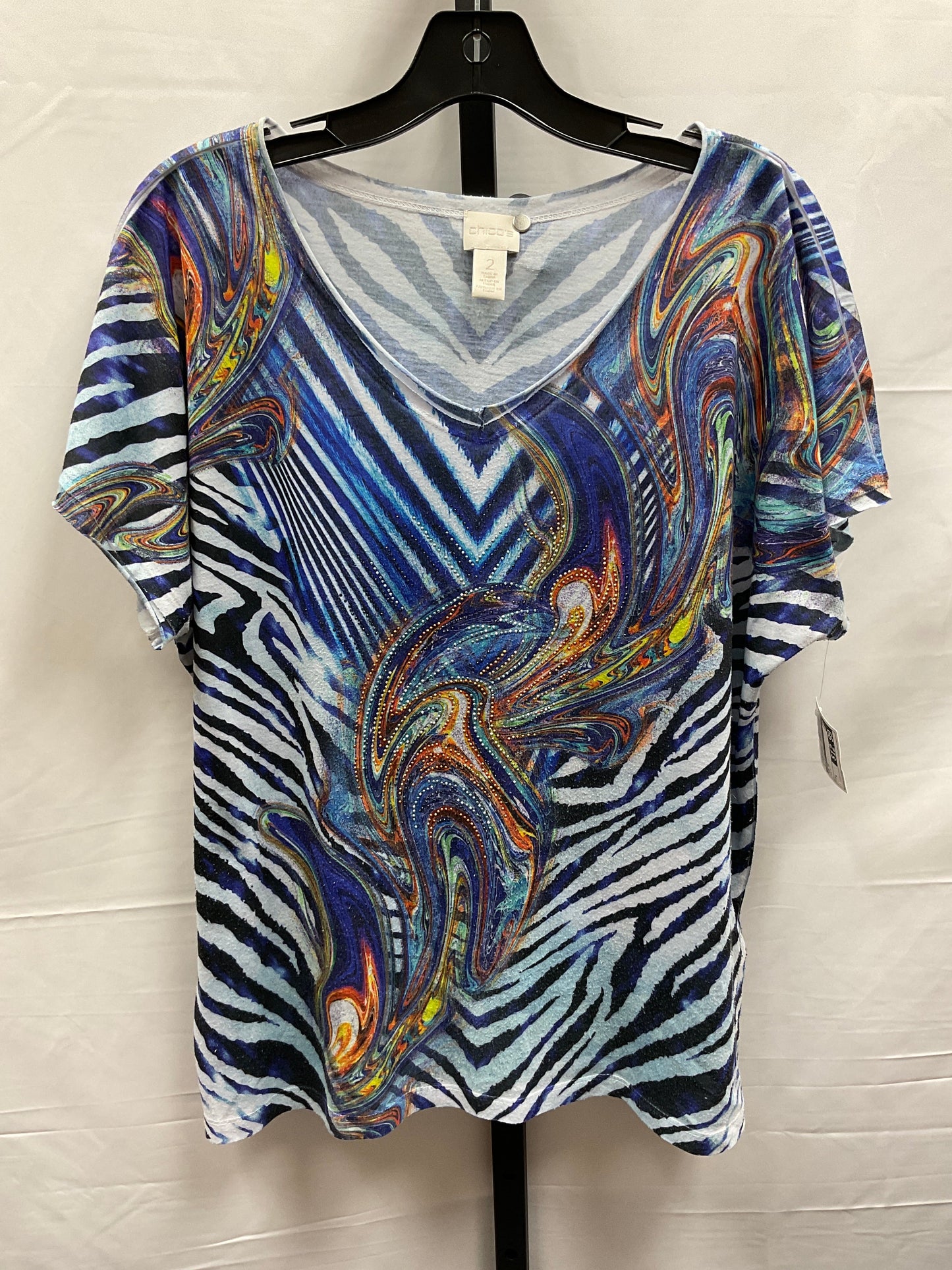 Multi-colored Top Short Sleeve Chicos, Size L