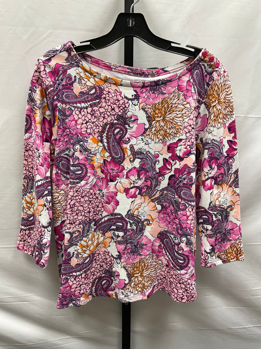 Floral Print Top 3/4 Sleeve Charter Club, Size L