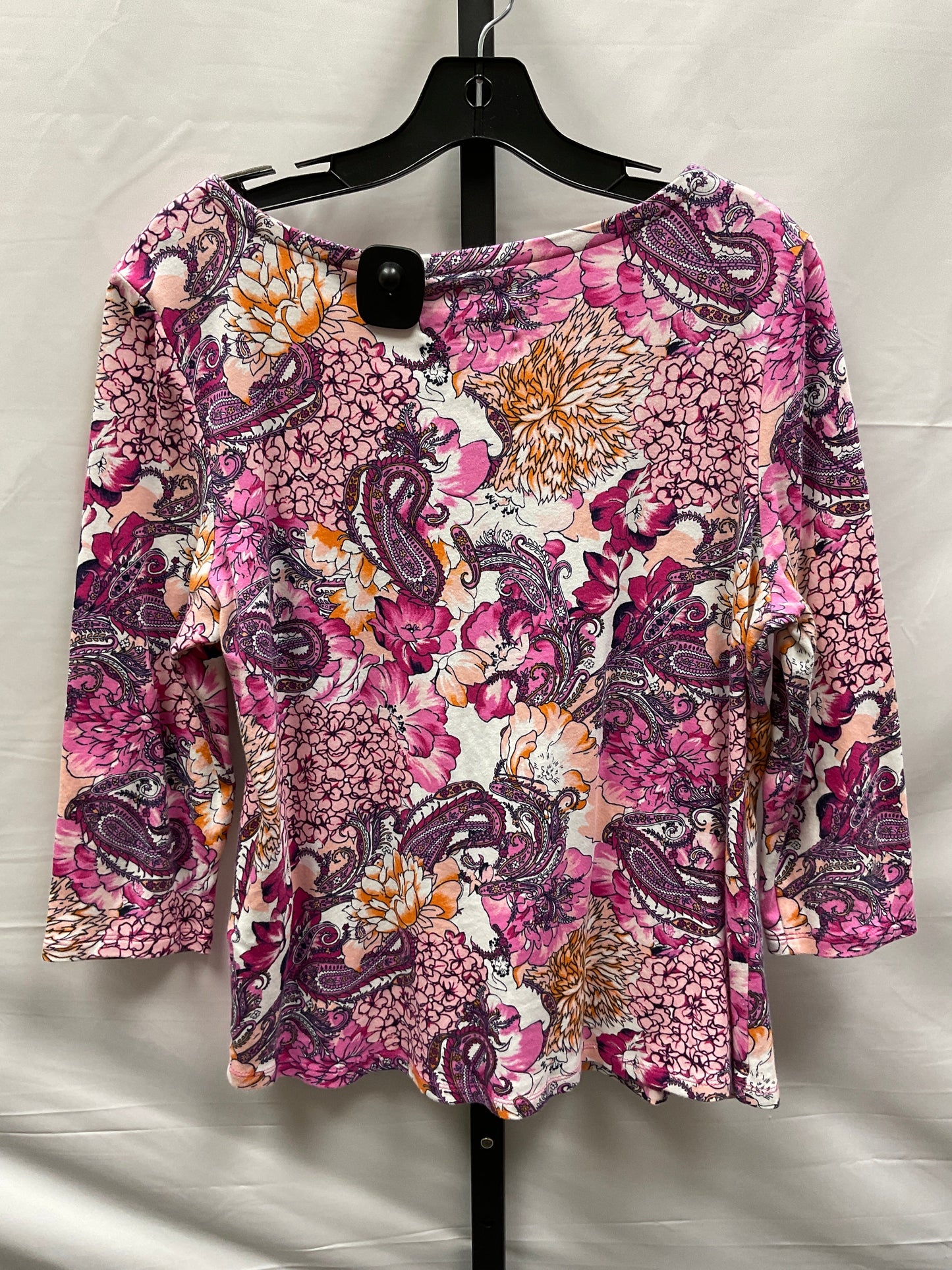 Floral Print Top 3/4 Sleeve Charter Club, Size L