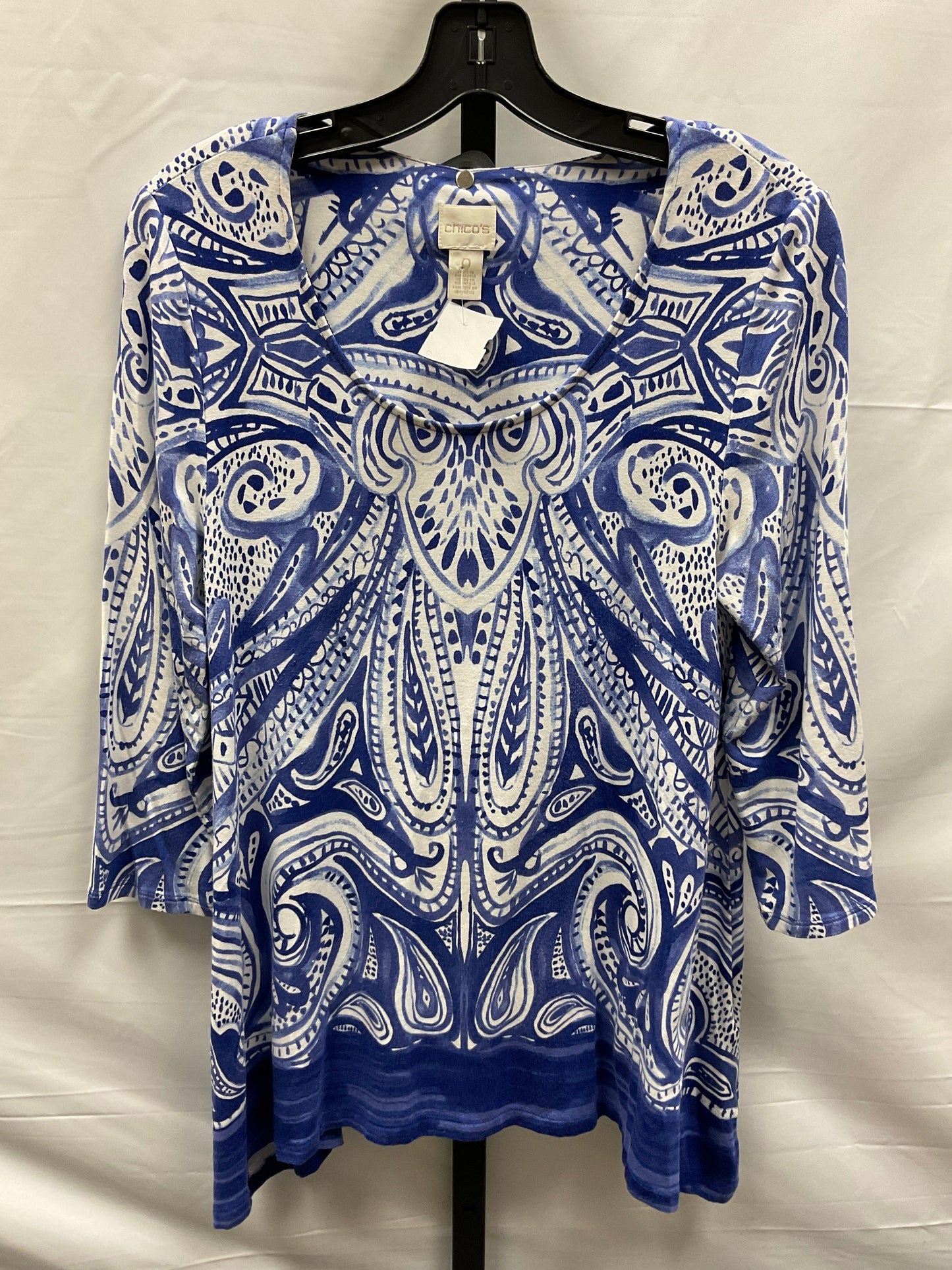 Blue & White Top Long Sleeve Chicos, Size S