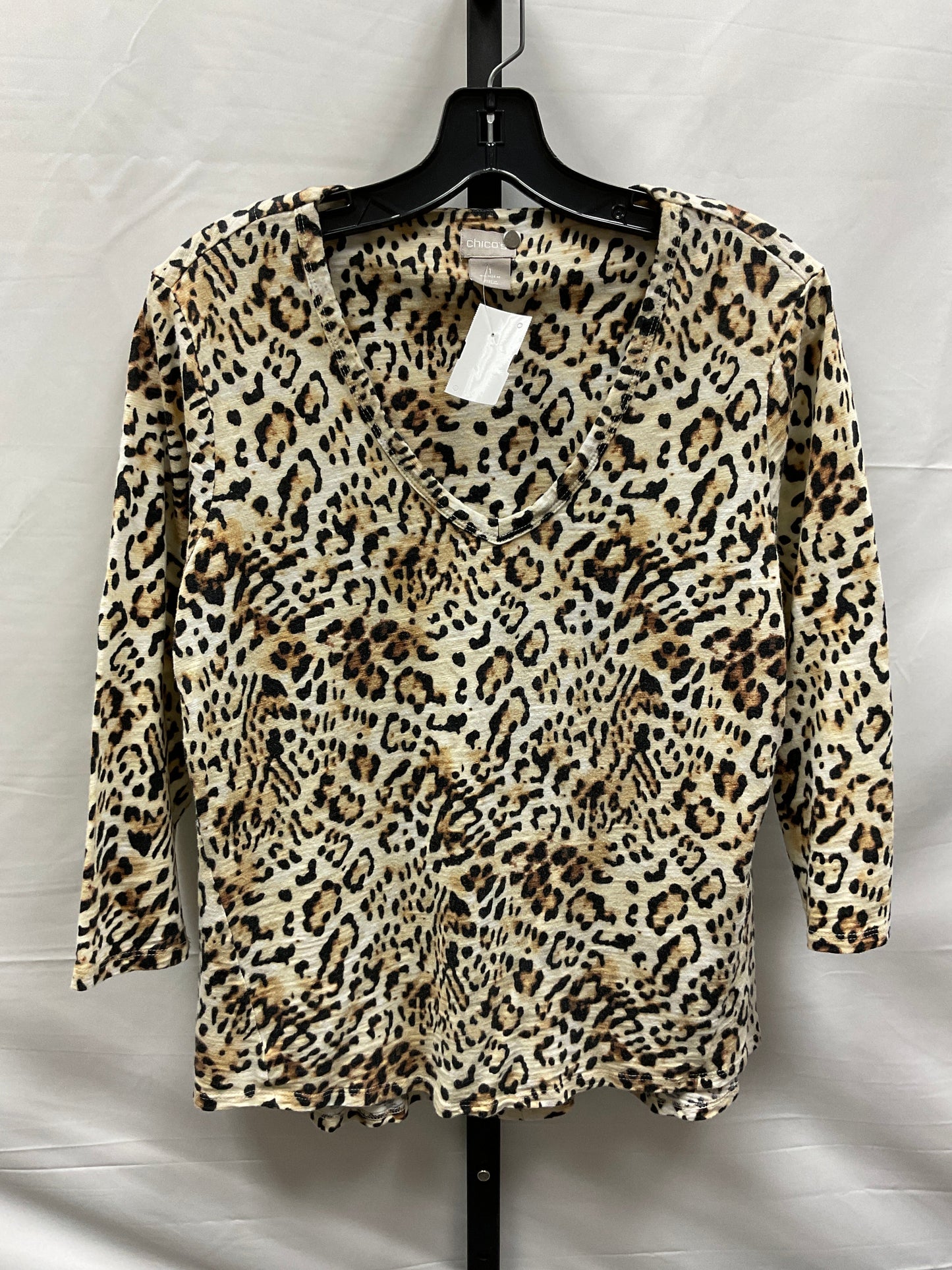 Animal Print Top 3/4 Sleeve Chicos, Size M