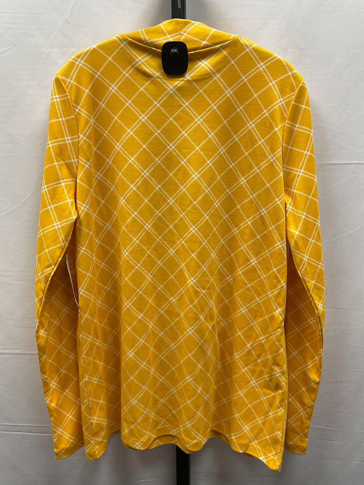 Top Long Sleeve By Kim Rogers In White & Yellow, Size: M