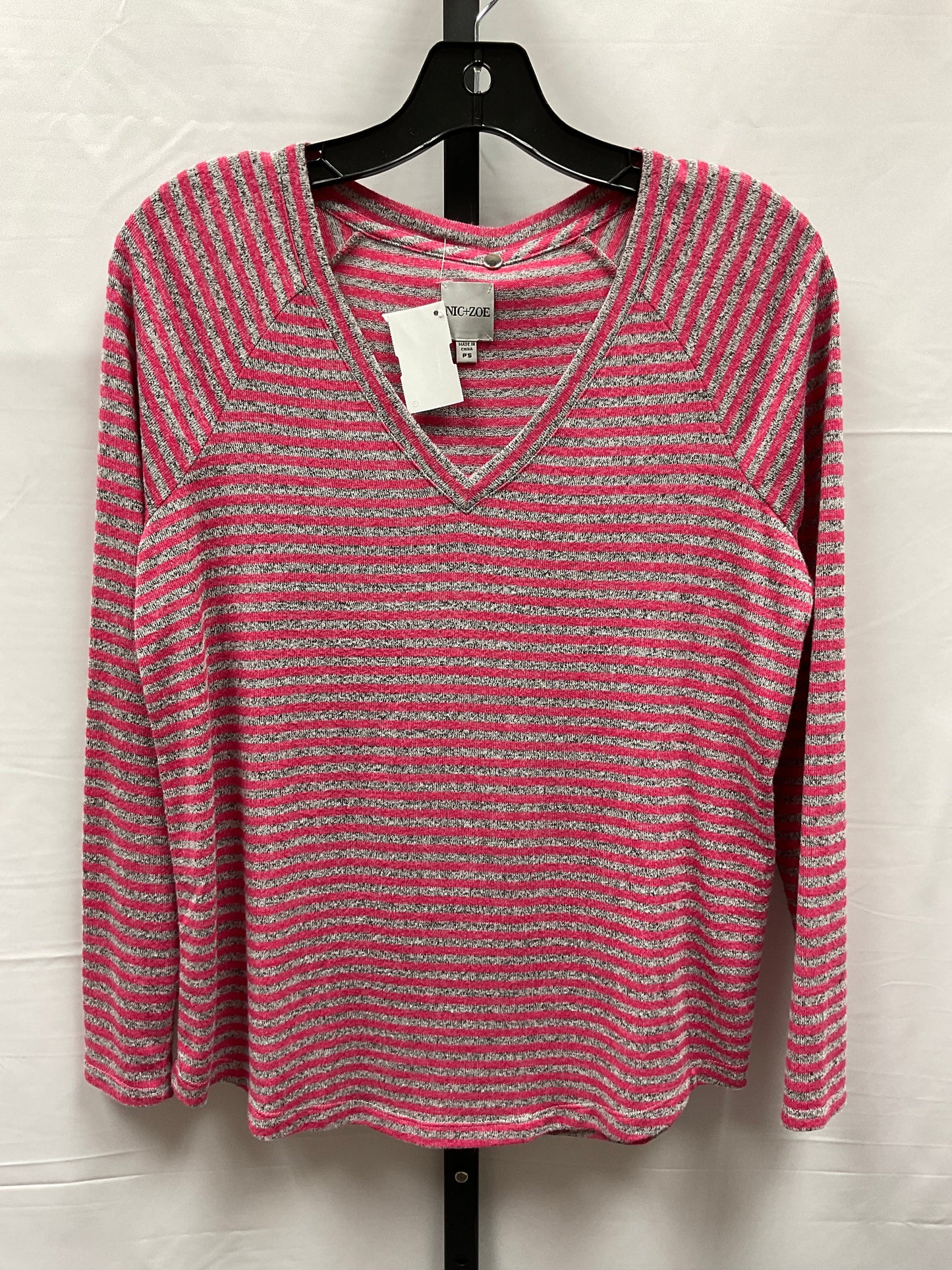 Grey & Pink Top Long Sleeve Nic + Zoe, Size Petite   S