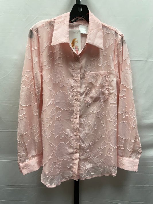 Pink Top Long Sleeve Clothes Mentor, Size S