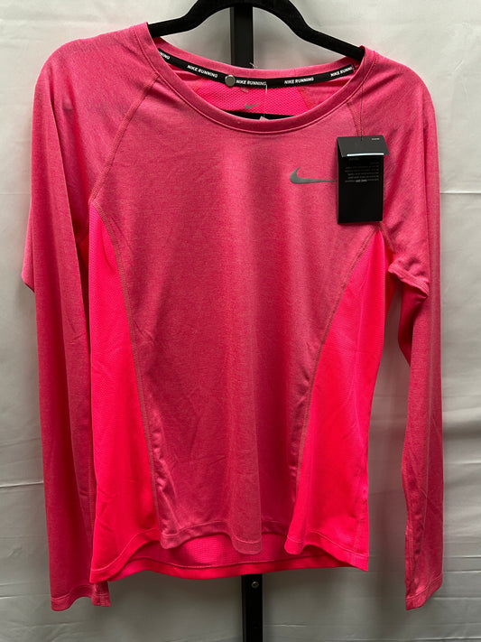 Pink Athletic Top Long Sleeve Crewneck Nike Apparel, Size M