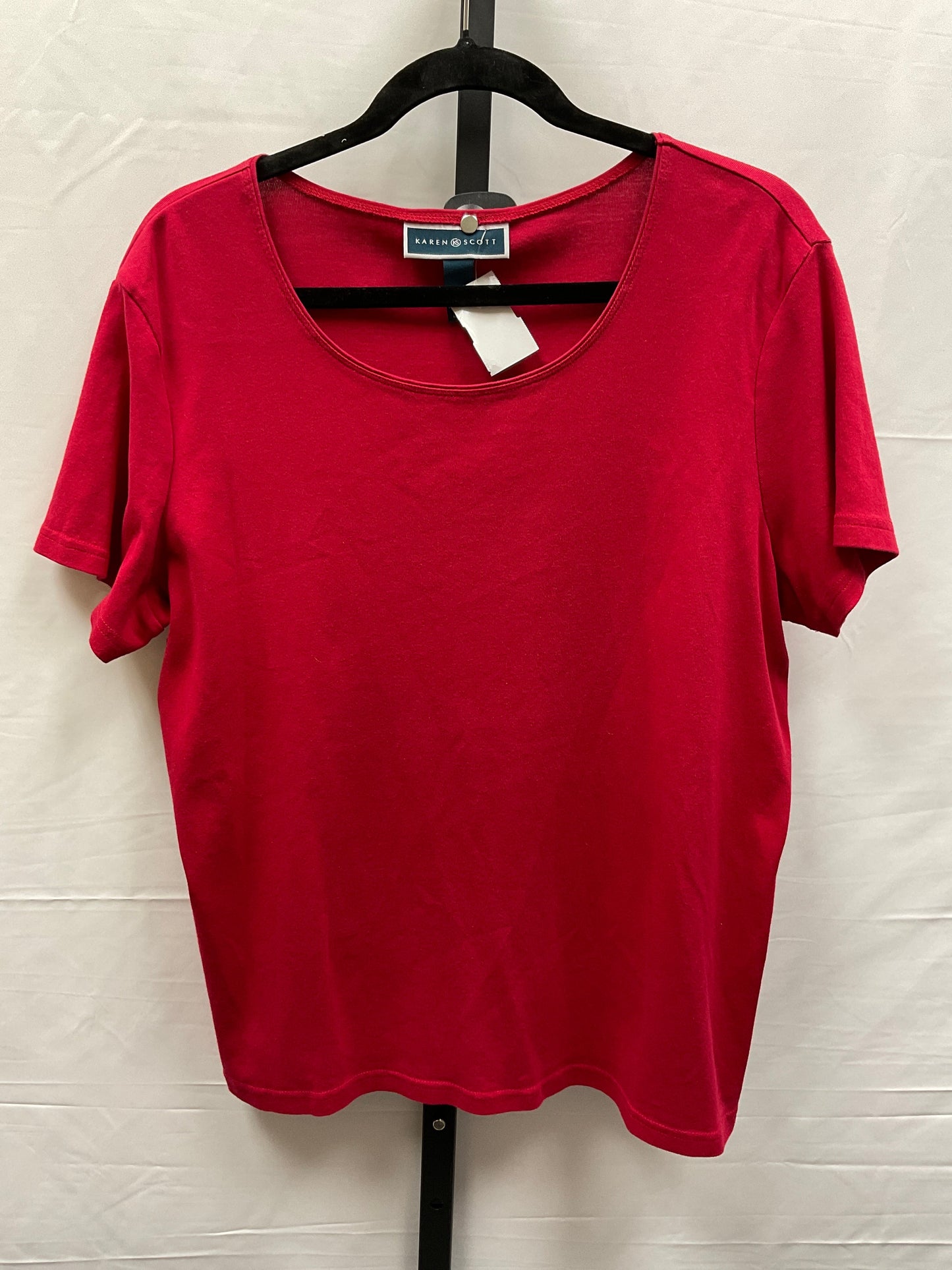 Red Top Short Sleeve Basic Karen Scott, Size Xl