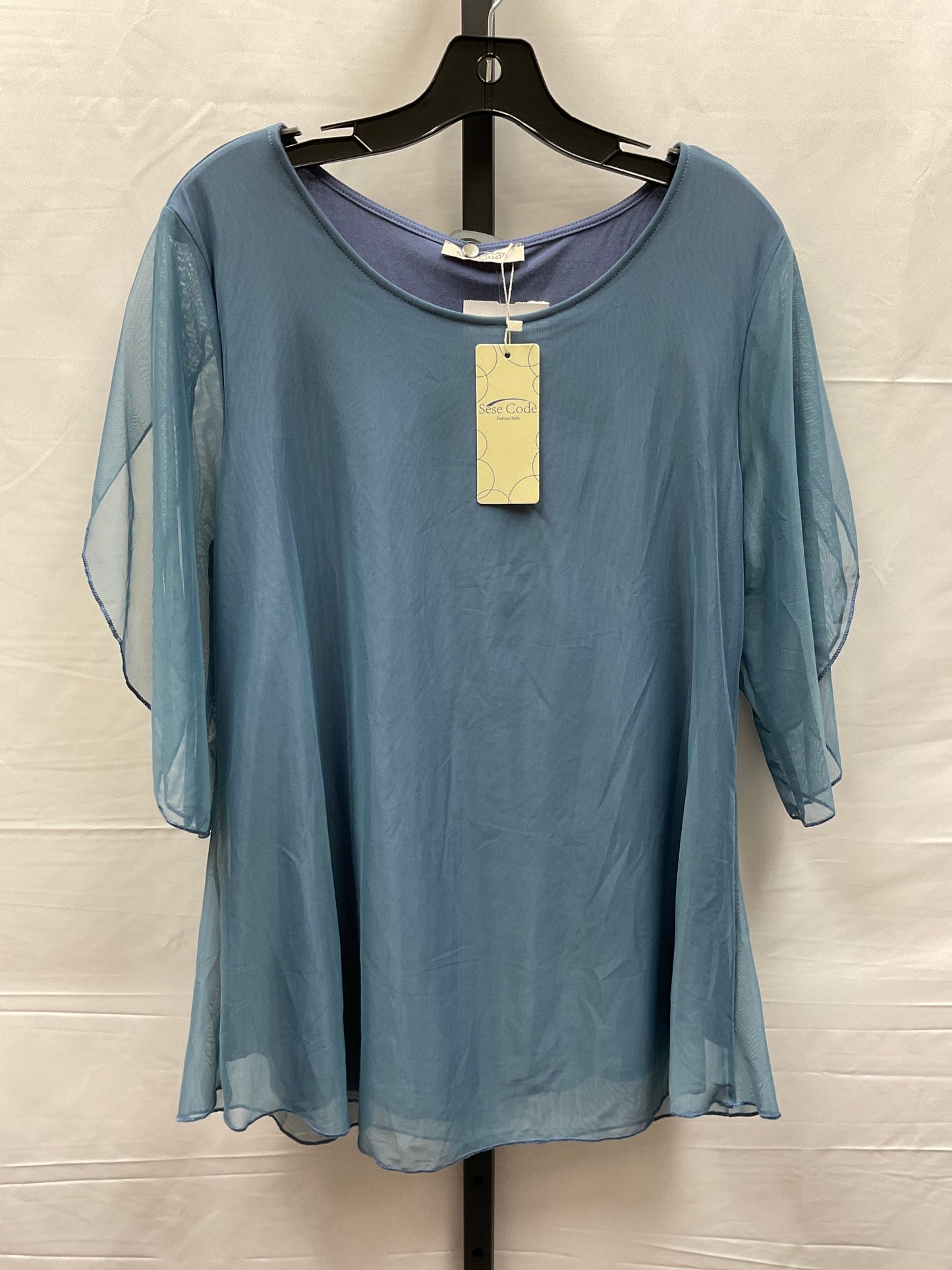 Blue Top Short Sleeve Clothes Mentor, Size Xl