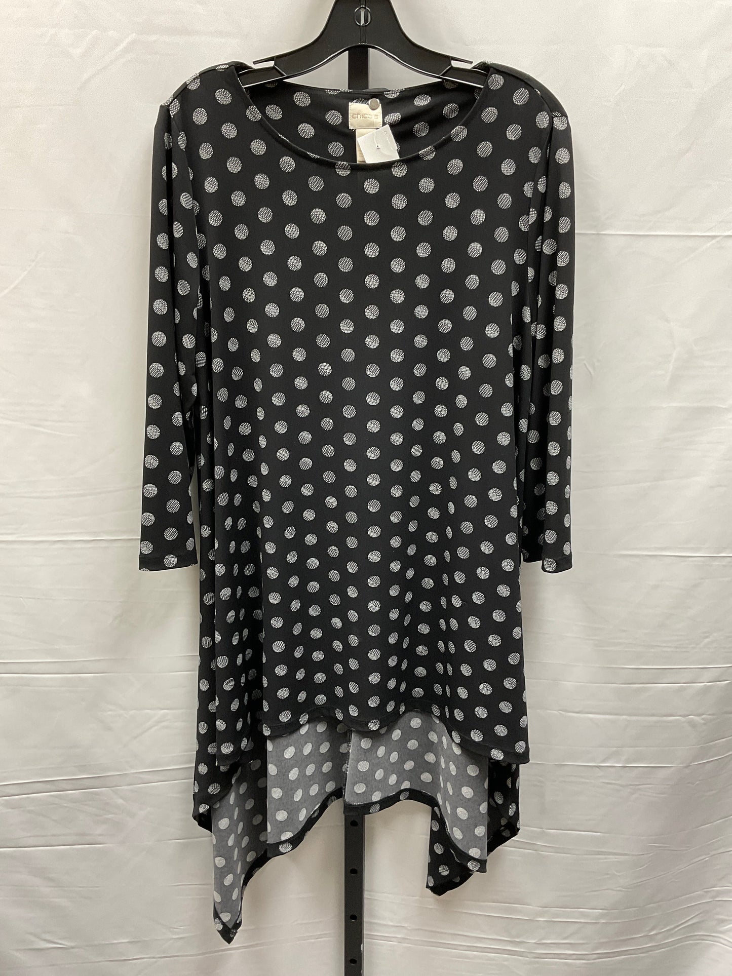 Polkadot Pattern Top Long Sleeve Chicos, Size M