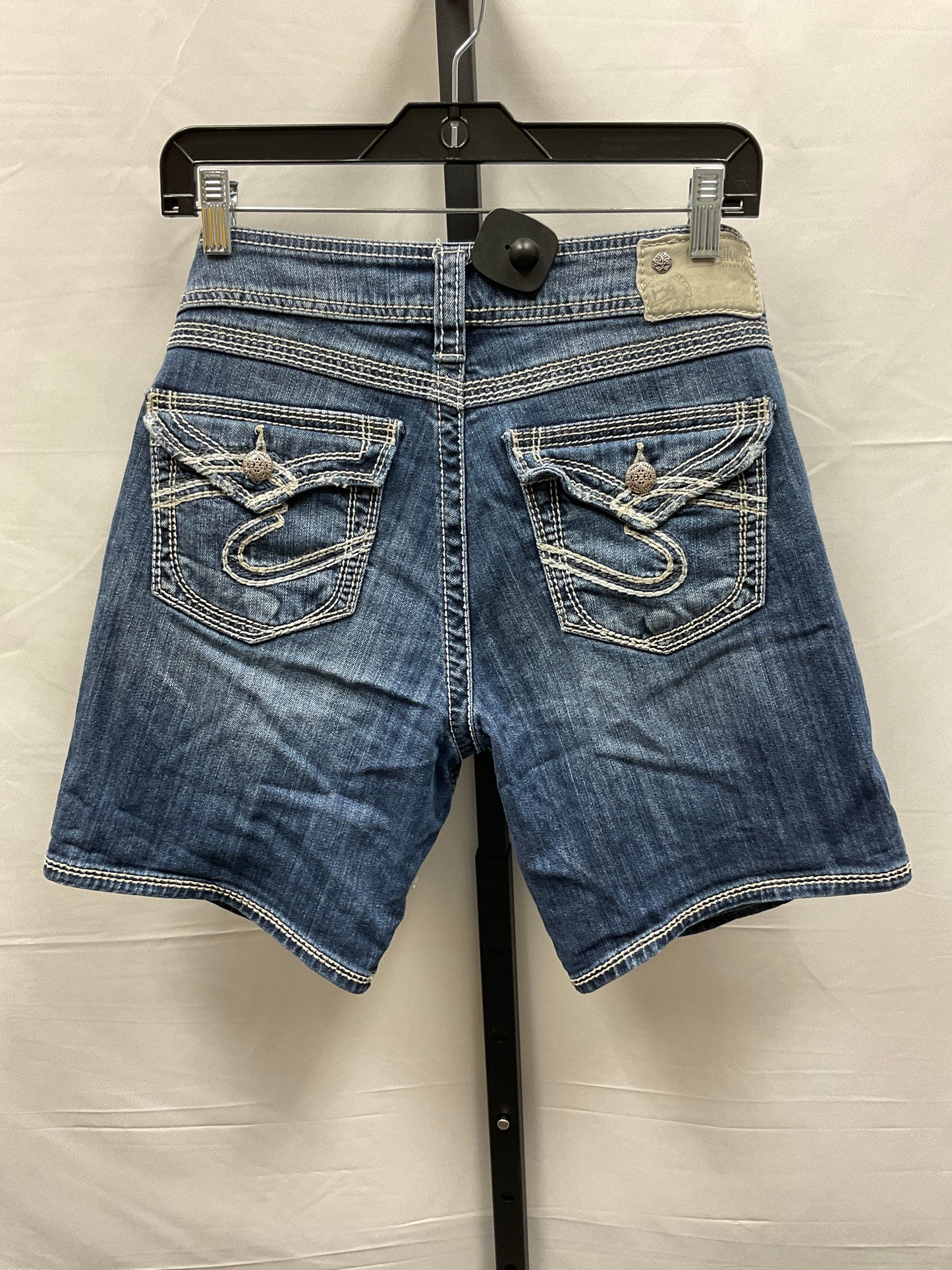 Blue Denim Shorts Silver, Size 8