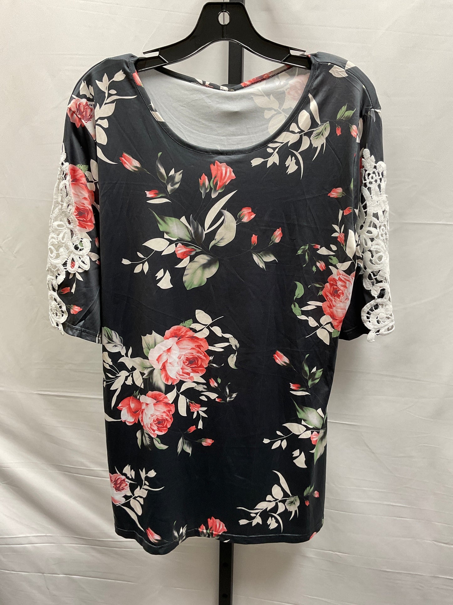 Floral Print Top Short Sleeve Clothes Mentor, Size Xl