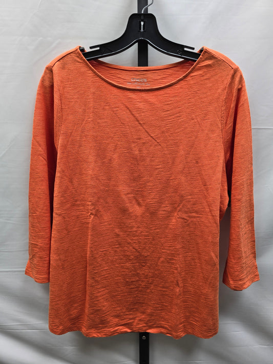 Orange Top Long Sleeve Basic Chicos, Size M