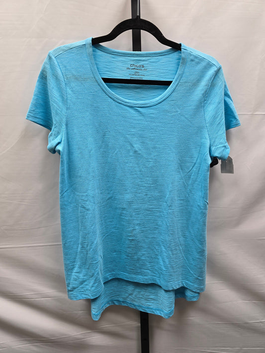 Blue Top Short Sleeve Basic Chicos, Size S