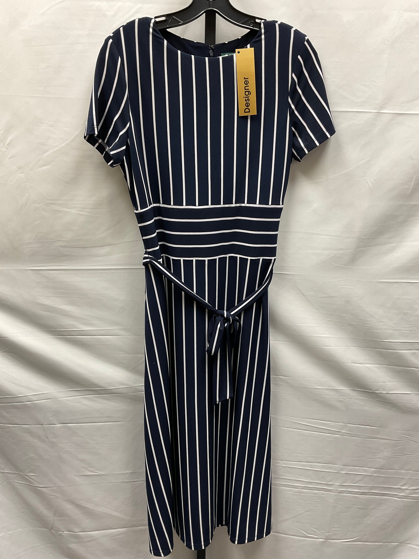 Striped Pattern Dress Designer Lauren By Ralph Lauren, Size M