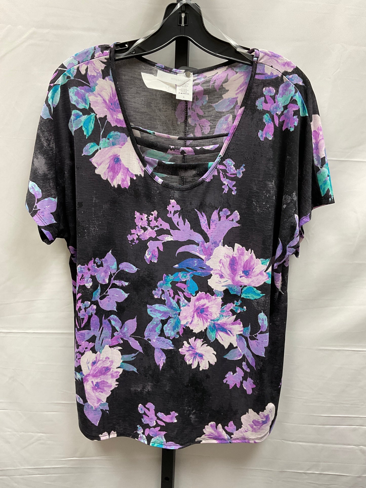 Floral Print Top Short Sleeve Honeyme, Size M