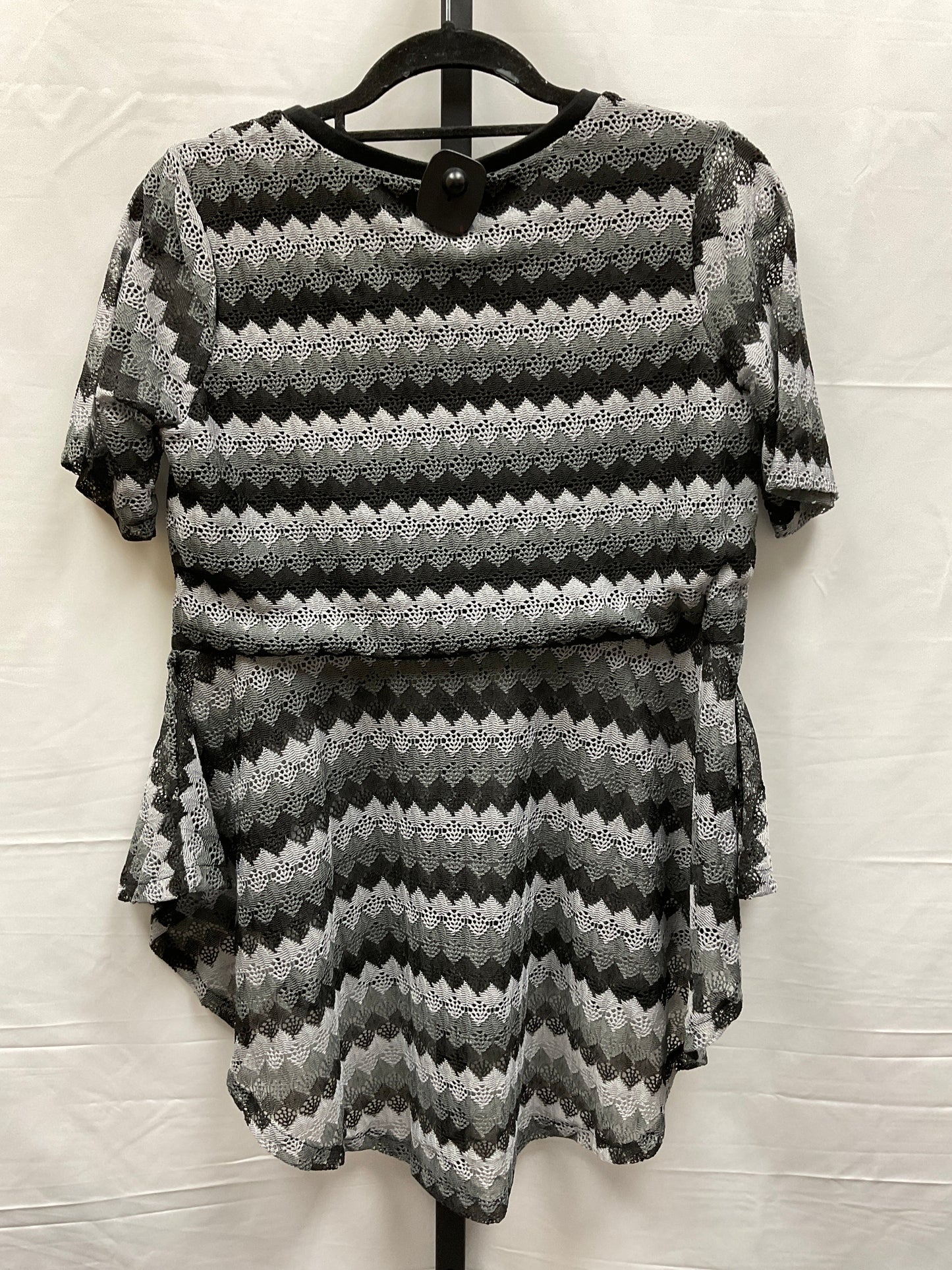 Black & Grey Top Short Sleeve Diane Gilman, Size S