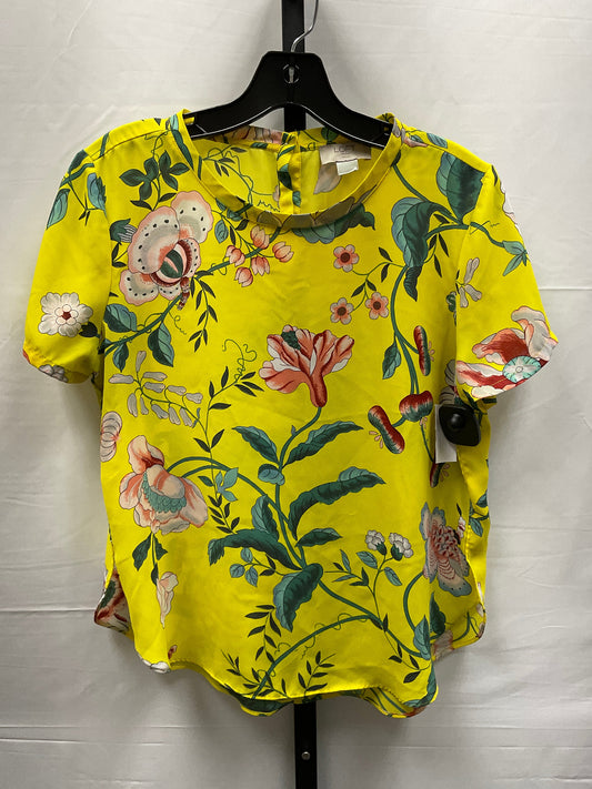 Floral Print Top Short Sleeve Loft, Size Petite  M