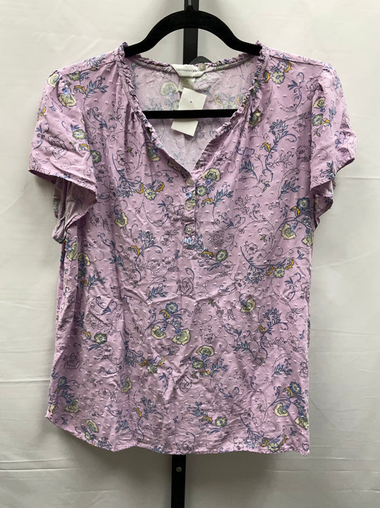 Floral Print Top Short Sleeve Christopher And Banks, Size M