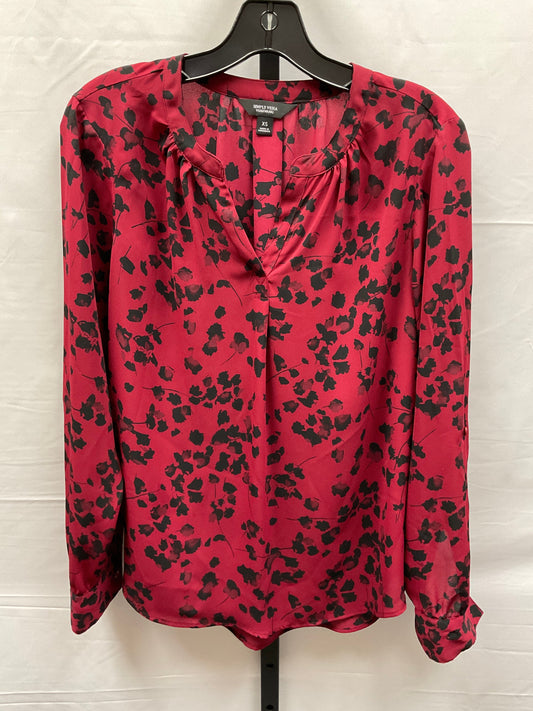 Black & Red Top Long Sleeve Simply Vera, Size Xs