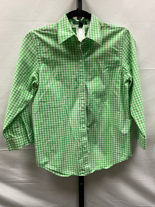 Green Top Long Sleeve Lauren By Ralph Lauren, Size S
